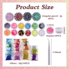 DERJDISF Glitter - 31 Piece Glitter Set, Versatile Set for Glitter Crafts, Nail Art and Cosmetics, Fine and Coarse Glitter Ideal for Nails, Crafts and Resin Moulds