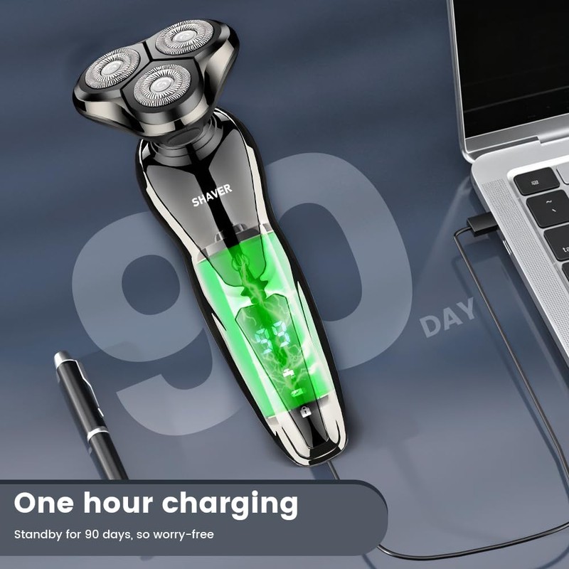 Dexmary 3-in-1 Electric Shavers for Men, LED Display, IPX7 Waterproof