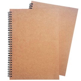 Spiral Bound Notebook, 2Pack Wirebound Notebook, Fights Ink Bleed, 120 Pages, 26 X18.5cm, (Khaki, Line)
