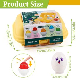 Children's Toy, SilverChryEggs Toy Egg Shapes, Geometric Learning Toys, Montessori Learning Toy, Colours and Shapes, for Christmas, Birthday Party, Easter Gifts, Children's Day (Geometry)