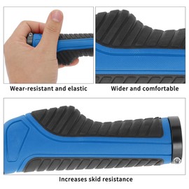 BULLSPANN 1 Pair Bicycle Handlebar Grips, Non-Slip Ergonomic Design Bicycle Grips, Handlebar Grips with Aluminium Alloy Lock for E-Bike, Trekking, Bike, MTB, Blue