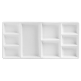 MEEDEN 9-Well News Ceramic Rectangle Artist Paint Palette for Watercolor Gouache Acrylic Oil Painting, 6-4/5 by 3-1/3-Inch