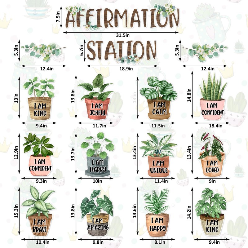 FYSUIMU Greenery Affirmation Station Bulletin Board Classroom Decorations Inspirational Motivational