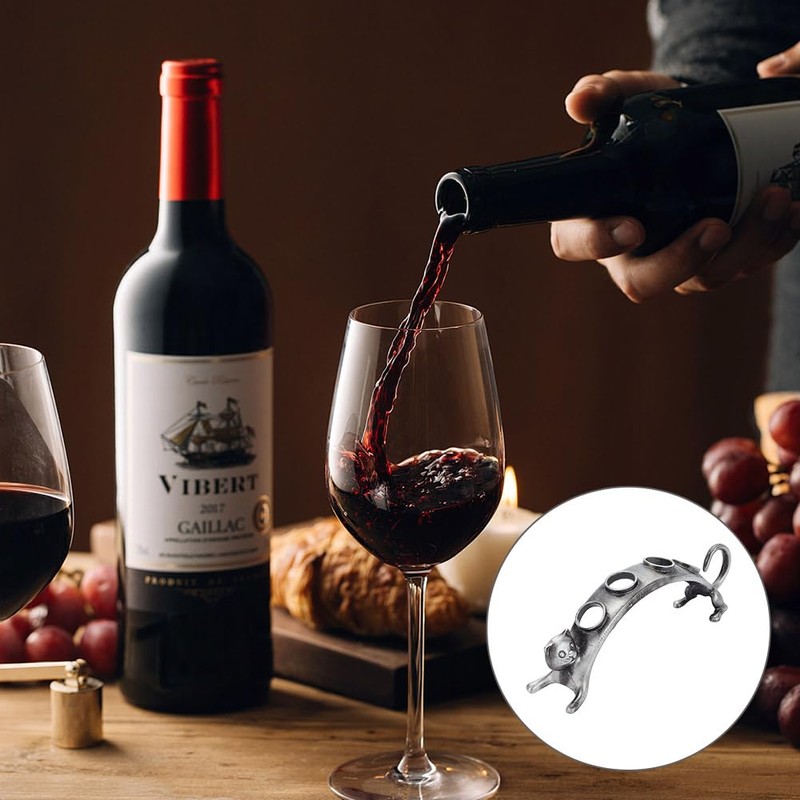 DELORIGIN Wine Stoppers Stand Cat Design 4 Holes Wine Bottle