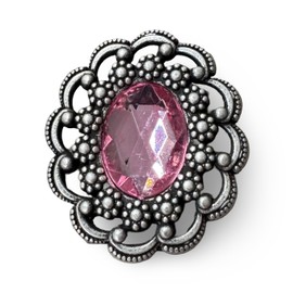 Pretty Antique Silver Coloured with Pin Brooch 50 mm x 43 mm (Pack of 1), Zamak