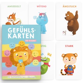 TWIVEE - 42 Emotion Cards for Children - From 3 Years - Emotion Cards with Exercises - Picture Cards Feelings - Mood Cards - Conversation Cards - Self-Regulation - Supplement to Children's Emotional