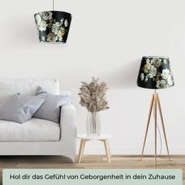 Wogati® Premium Lampshade E14/E27 Cotton | Various Sizes & Colours | Colour: Flower Shabby / Size: L | Lampshade Floor Lamp + Lampshade Pendant Lamp + Lampshade for Table Lamp