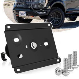 No Drill Tow Hook License Plate Mount Relocator Bracket Kit with Anti-Theft Security Compatible with Ford Raptor 2021-2023 (3rd Gen), License Plate Bracket Holder Black Car Tag Frame