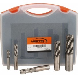 Hertel 3/8 to 1", 4 Flute Roughing Square End Mill Set Uncoated, Cobalt, Sing...