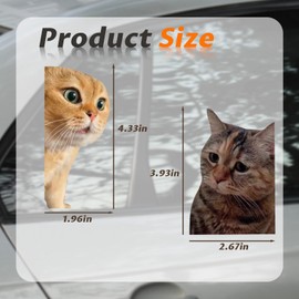 2 PCS Car Funny Cat Meme Sticker, Cute Kitten Decals for Cars, Laptop, Wall, Rear Window, Bumper, Humorous Automotive Decoration for Trucks & Vans(4 inch)
