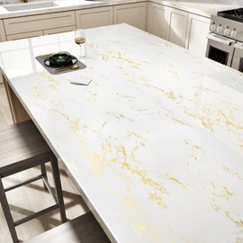 Skyblur White Gold Marble Peel and Stick Wallpaper 15.75" x 78.74" Waterproof Removable Contact Paper for Countertops Cabinets Walls Renter Friendly Vinyl Home Decor Wall Paper