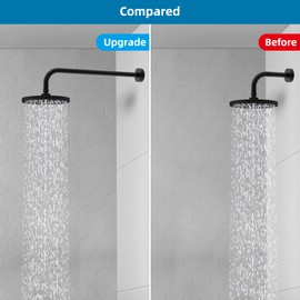 Hibbent 16 Inch All Metal Shower Extension Arm, Extra Long Shower Arm with Flange, Stainless Steel Rainfall Shower Arm Water Outlet, Wall Mounted Shower Head Extender Arm, Matte Black