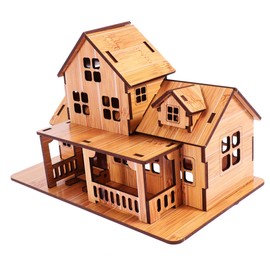2pcs Wooden House Toy DIY Wooden Ornament DIY Wood Toy Wooden Assembling House Wooden DIY House Model Wooden Model Craft