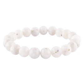 Mental Strength and Emotional Balance - Unisex Stretchable Elastic Bracelet - Natural Gemstone Beads Dainty Men-Women Jewelry, Birthstone, Healing, Chakra, Yoga Balancing, Reiki (Moonstone)