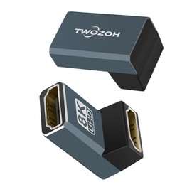 Twozoh 8K HDMI Coupler (2-Pack), HDMI 2.1 Female to Female Adapter Up Angle 90 Degree, Support 8K@60Hz, 4K@120Hz 1080p