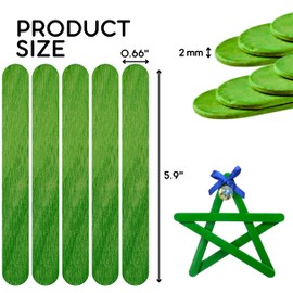 200PCS Wood Craft Sticks Green – 6 Inch Popsicle Sticks Jumbo Green Popsicle Flat Rods for Crafts Wooden Supplies for Crafting DIY Food Grade