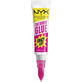 NYX Professional Makeup The Brow Glue Crazy Lift, gel de cejas con fijación extrema por 24H, efecto laminado, resiste al sudor y sin residuos, cepillo integrado para precisión, 7ml - (Transparente)