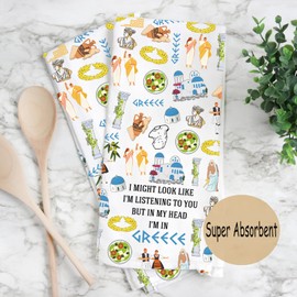 JXGZSO Greece Tea Towel Travel Souvenir Gift Culture Lover Gift (CA Greece Towel)