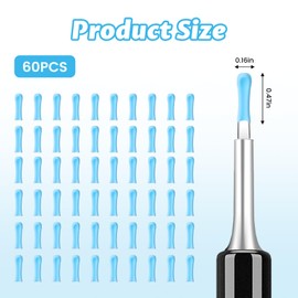60PCS Ear Wax Removal Replacement Tips,Soft Silicone Ear Wax Scoop Replacement Tips for Teens Adults Wet/Dry Wax Cleaning(Blue)