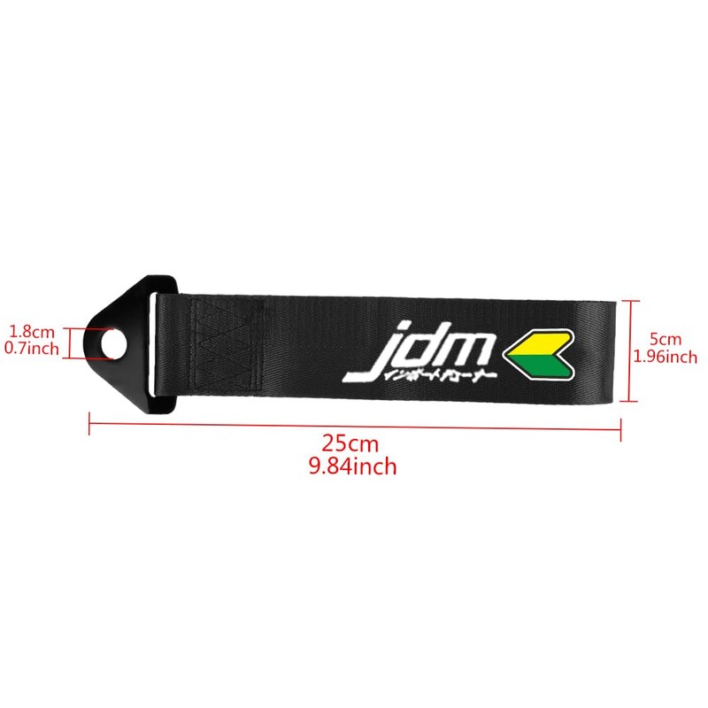 JDM Universal Front & Rear Tow Strap/Tow Hook Ribbon (Black