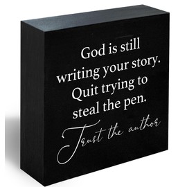 God Is Still Writing Your Story Sign, Prayer Room Bible Verse Christian Decor Wooden Sign Decoration For Home Office, Inspirational Signs Shelf Table Decor -D26