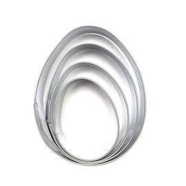 Easter Egg Cookie Cutter Set - 4 Piece - 4", 3 3/8", 2 1/2", 2" - Egg Shaped Cookie Cutters, Stainless Steel Biscuit Pastry Cutters