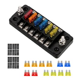 YEHEI Fuse Box Holder Flame Retardant 6 Ways Blade Fuse Block with Cover Accessories for Car Marine Boat Truck Trailer