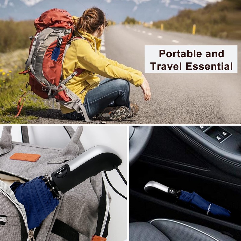 TradMall Travel Umbrella Windproof with 46 Inches Large Canopy Reinforced