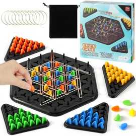 AYESY Geometric Chess Game, Chain Triangle Chess Game, Triggle Rubber Elastic Band Board Game, Kids Strategy Game Educational Brain Teaser & Puzzle, Educational Brain Desktop for 2 to 4 Players-Small