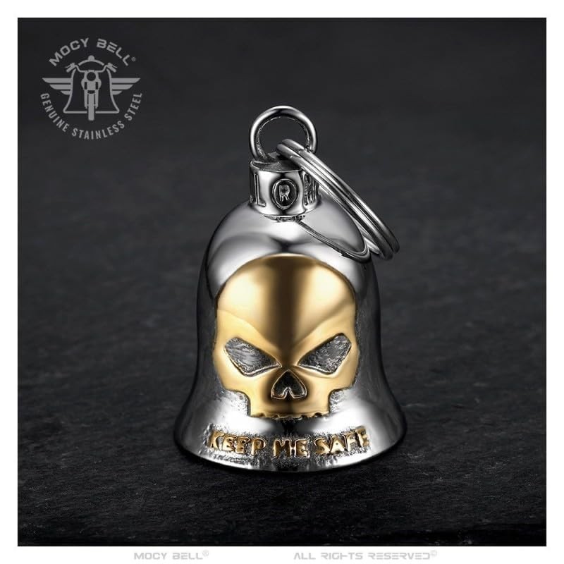 MOCY BELL Moto Guardian Bell Skull Keep Me Safe Stainless