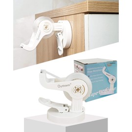Oythiem White Tape Dispenser Desk - Desktop Tape Dispenser with Suction Cup Base, Rod-Through Roller, 360° Rotating Cantilever, Tape Holder for Desk Fits 1" & 1.3" Core, Office, School, Home Supplies