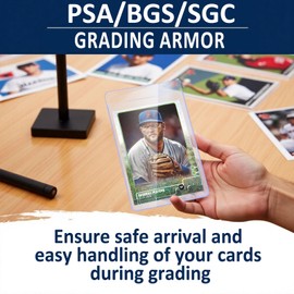 Kitoyz Semi Rigid Card Holder for Trading Cards, Penny Card Sleeves with 1/2" Lip Baseball Card Protector for PSA, SGC, BGS, CSG Graded Cards Submissions, Fit for Baseball, Trading,Sports Cards(100ct)