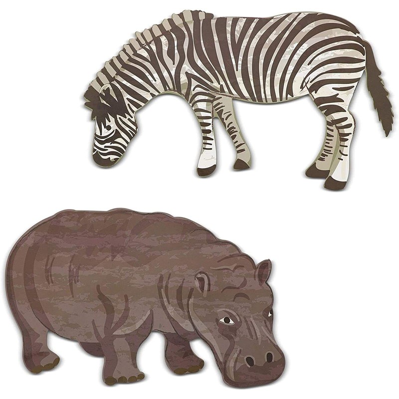 BLUE PANDA Jungle Safari Animal Paper Cutouts (12-Count) for Party