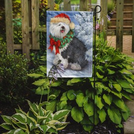 Caroline's Treasures PPP3117GF Old English Sheepdog Christmas Garden Flag Mailbox Flag Decorative Yard Flag Banner Outside Patio Artwork Yard Flower Beds, Garden Size, Multicolor