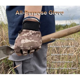 SUJAYU Fingerless Gloves Bicycle Gloves, Tactical Gloves Airsoft Gloves Training Gloves Fishing Gloves, Biking Gloves Men & Women (Tan, Medium)
