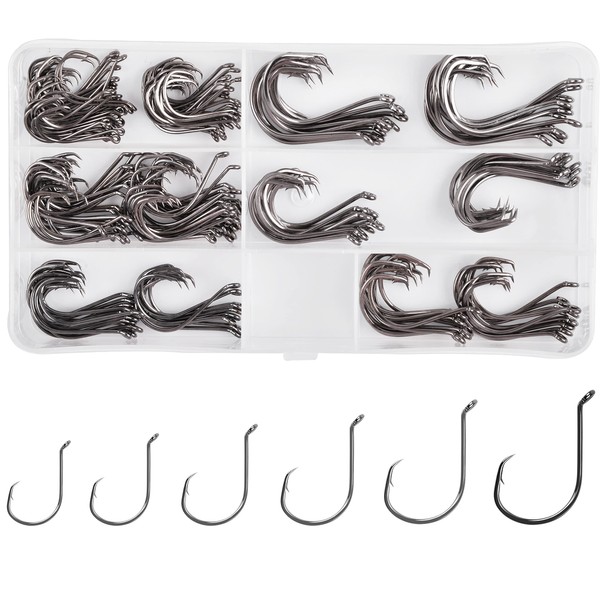 Offset Circle Fishing Hooks Kit - 180pcs 2X Strong Saltwater