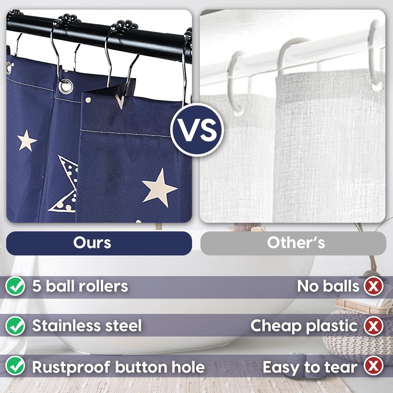 Amaredom Star Shower Curtain, Celestial Shower Curtain for Bathroom, Waterproof