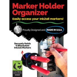 MarkerLock Magnetic Base Black Marker Holder for Milwaukee InkZall Markers, 2 piece push button design for cap locking security