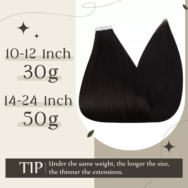 Full Shine Extensiones Cabello Real 50gr 14in 1b Cinta Negra