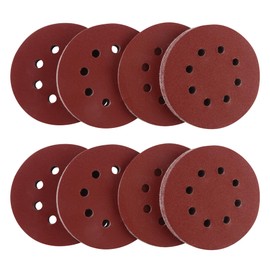 BUCOMTU Pack of 104 Sandpaper 125 mm Velcro Sanding Discs 125 mm Velcro P40-P600 8 Hole Industrial Grade Sandpaper for Polishing Wood / Rust Removal of Metal / Car Repair