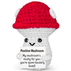 Emotional Support Crochet, Positive Crochet Mushroom, Encouragement Gifts for Women Men Birthday Christmas Self Care Friends Coworkers Relaxation Gift Desk Home Fall Decor Inspirational Support