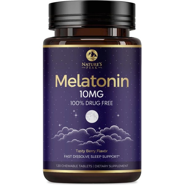 Nature's Peak Melatonin 10mg - Sleep Support Supplements for Adults