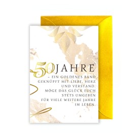 WBdesignz Greeting Card for Golden Wedding - 50 Years Poem Saying Gold Wedding Anniversary Card Elegant Wedding Anniversary Golden Envelope (DIN A6)