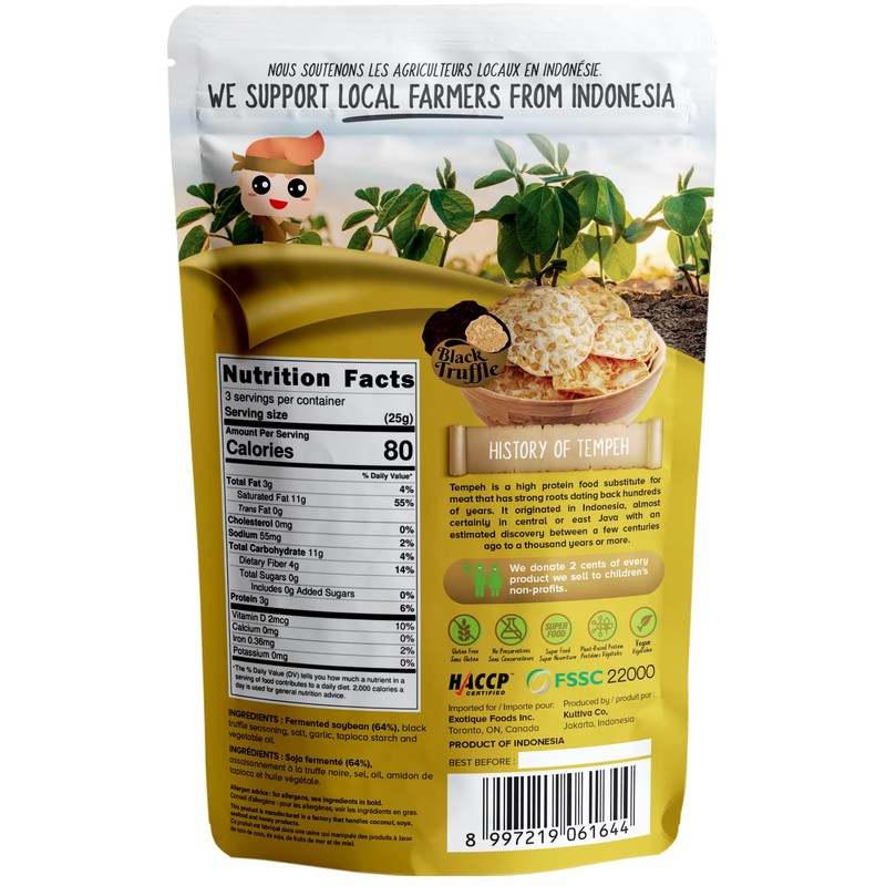 Woh Tempeh Chips Fermented Soy Bean Black Truffle (Pack of