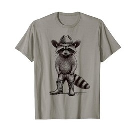 Country Animal Themed Gifts For Men, Women & Youth Vintage Cowboy Hat Raccoon & Cowgirl, Funny Western T-Shirt