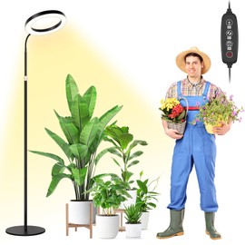 LBW 10.2in Grow Lights for Indoor Plants Full Spectrum with Stand, Floor Plant Growing Lamp for Large Plants, Auto ON/Off Timer 4/8/12H, 4 Dimmable Levels, 47.2-63 in Adjustable Height