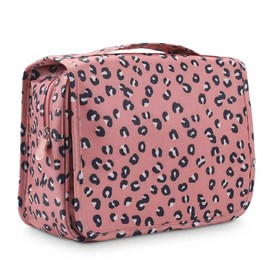 L&FY Multifunction Portable Travel Toiletry Bag Cosmetic Makeup Pouch Toiletry Case Wash Organizer (Pink Leopard Print)