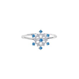 Niaspi Dainty CZ Snowflake Ring for Women Girls 925 Sterling Silver Minimalist Small Cute Christmas Snowflake Open Band Ring CZ Winter Sparkle Blue Birthstone Xmas Statement Jewelry Gifts