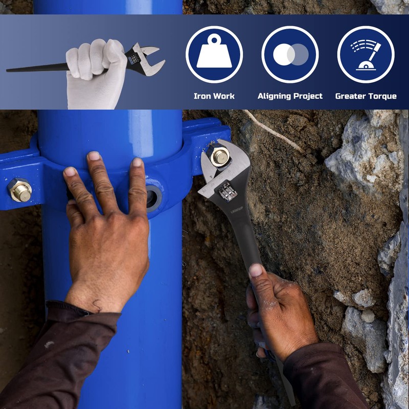 Lichamp 3-Pack Adjustable Construction Spud Wrench Set 10 12 16