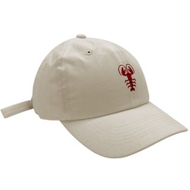 JPAK Lobster Baseball Cap Embroidered Cotton Dad Hat - Shellfish Foodie Ivory